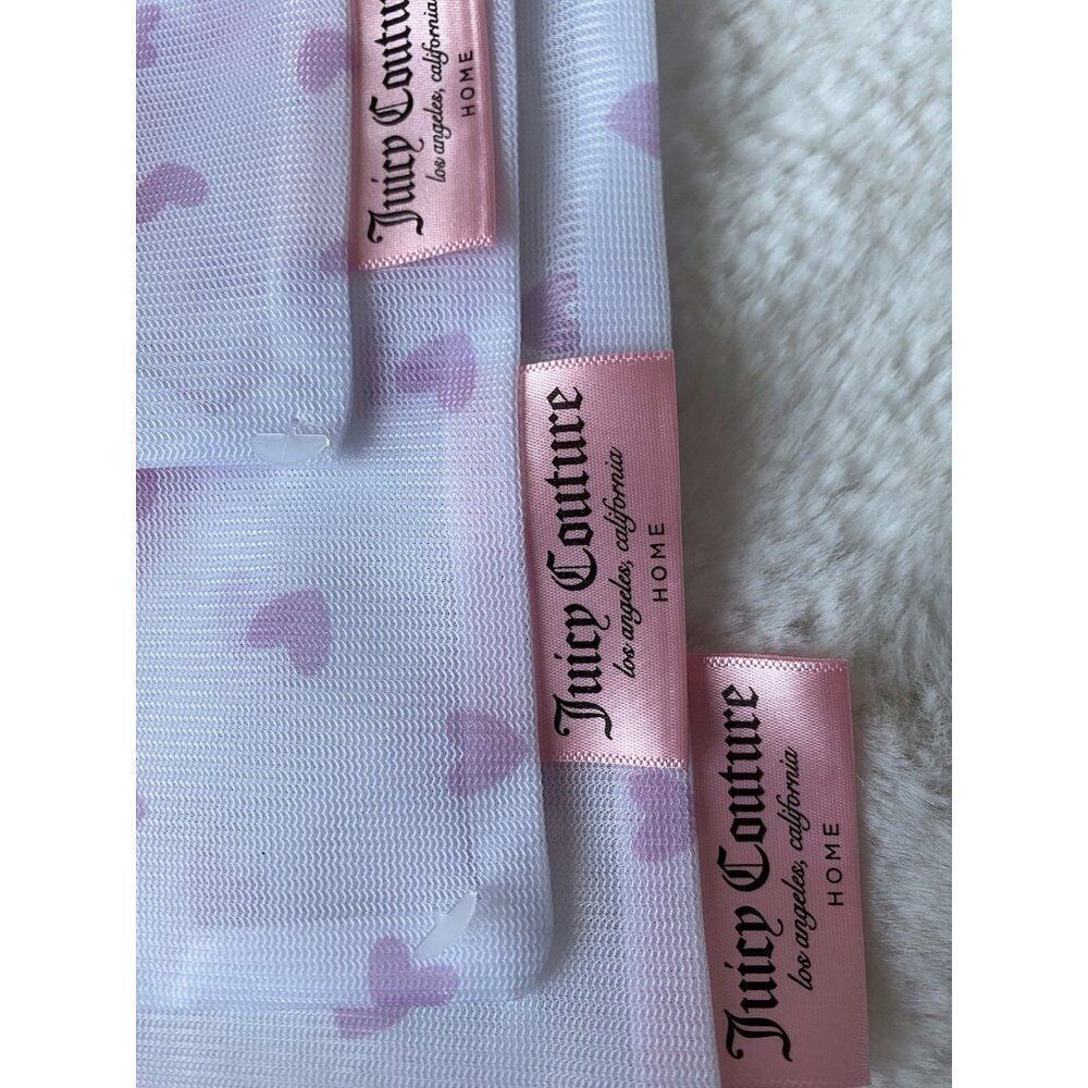 Set Of 3 Juicy Couture Home Pink Mesh Wash Bags Cherries Cherry‎ Bows Hearts NEW - Picture 7 of 15